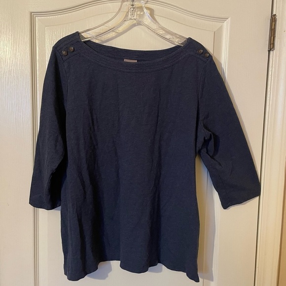 Chico's Tops - Chico’s  Button Boat Boat 3/4 Sleeve Top Size 3 (XL) Blue Heather Casual Stretch